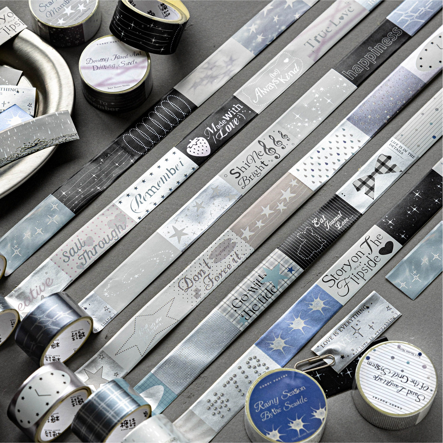 Sugar Poetry Frosted Silver Tape Salt Island Series Korean Style Ins Style Versatile Material Children's Journal DIY Collage