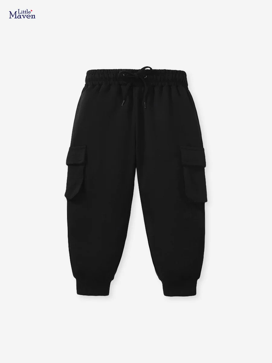 Kids' Long Pants, Autumn Cotton Boys' Cargo Pants, Black Casual Kids' Trousers