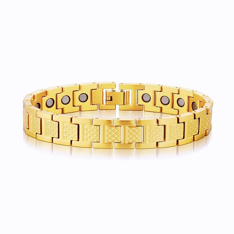 Cross-Border Hot-Selling Small Crocodile Titanium Steel Bracelet for Men, Light Luxury, High-End Feel, 18K Gold Adjustable Stainless Steel Magnetic Bracelet