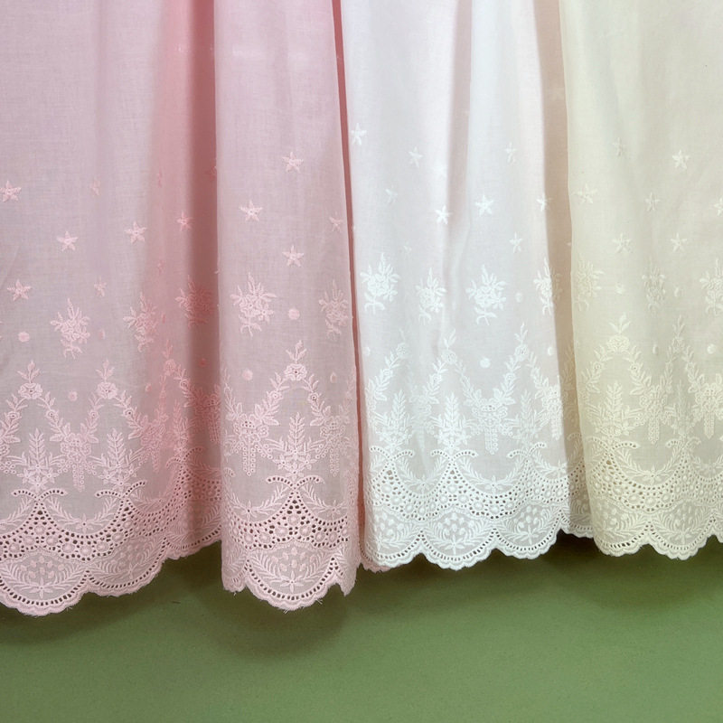 Fine Cotton Cloth Solid Color Fabric Embroidery Bilateral Positioning Embroidered Llace Cloth Women's Clothing Tablecloth Tablecloth Piano Cover Fabric