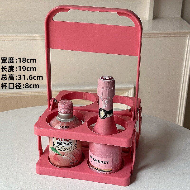 4仕切ハンドルバスケット【ピンク】