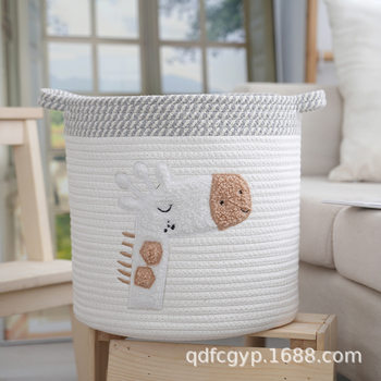 Cotton Rope Storage Basket Cute Storage for Clothes, Toys, Quilts, Miscellaneous Items, Home Living Room Small Items, Dormitory Storage Basket