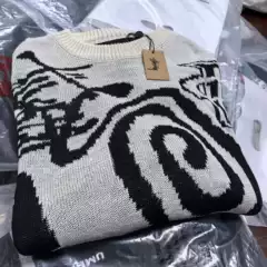 Ss25 American Sweater Jacquard Round Neck Knitwear Knitwear Same Style for Men and Women