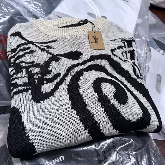 Ss25 American Sweater Jacquard Round Neck Knitwear Knitwear Same Style for Men and Women