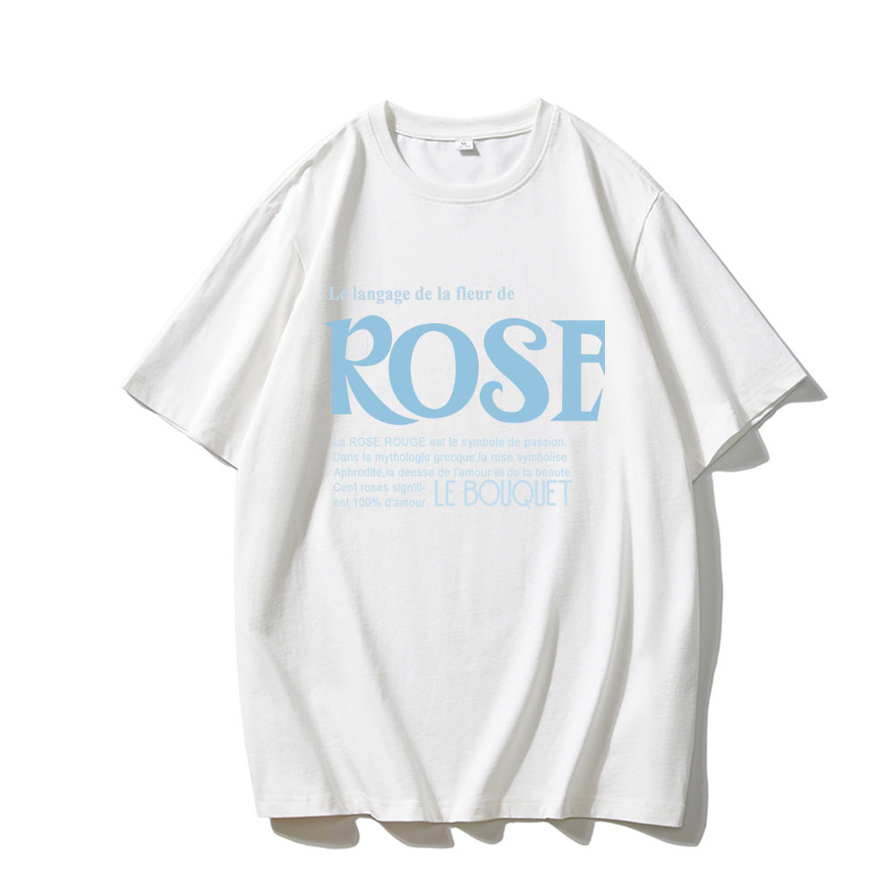 Womens Summer Loose Fit Cotton T Shirt Simple Letter Print Round Neck Short Sleeve Versatile Casual Wear Wholesale