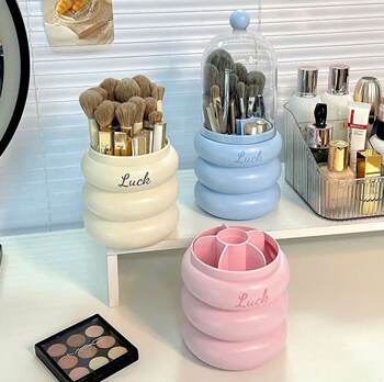 High-Looking Makeup Brush Storage Box Desktop Cosmetics Storage Rack Home Dormitory Organizer Lipstick Storage Tube Pen Holder