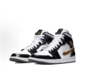 Leather AJ1 Mid Black Gold Patent Leather