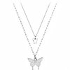 Double-layer Butterfly Necklace ~ Flash Diamond Pendant Spring and Summer New Fashionable Necklace Chain Women's Ins South Korea All-match Cold Style Clavicle Chain