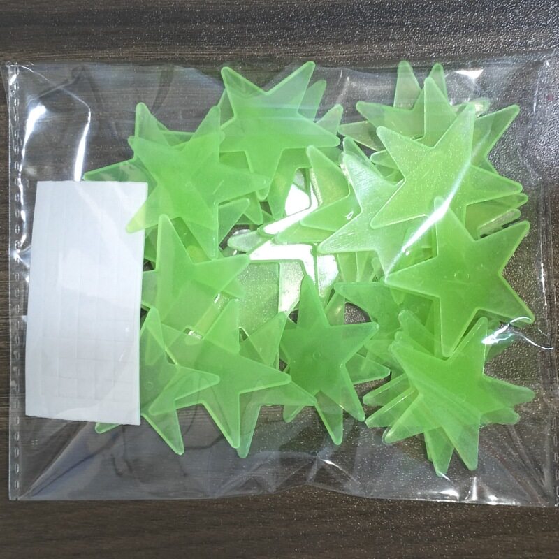 2-3cm夜光星星墙贴装饰荧光五角星跨境彩色发光门窗贴立体冰箱贴