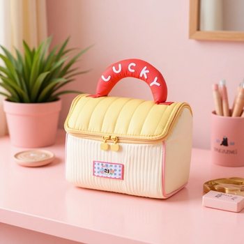 High-End Cute Bag for Women, Large-Capacity House-Shaped Cosmetic Bag, Portable Travel Handbag, Cosmetics Storage Bag