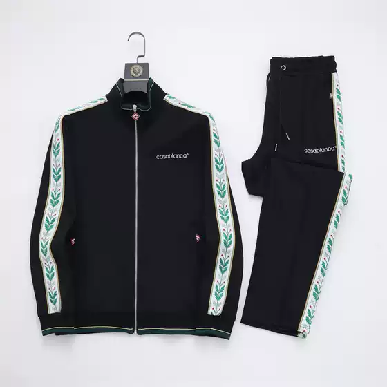 European and American Trendy Brand Casa Men's Casual Suit Long-Sleeved Zipper Cardigan Pants High Version Two-Piece Set