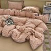 Light Luxury Shell Edge Four-Piece Set of Pure Cotton Bedding Bed Sheetss, Quilt Cover, Fitted Bed Sheets, Cotton Dormitory Three-Piece Set