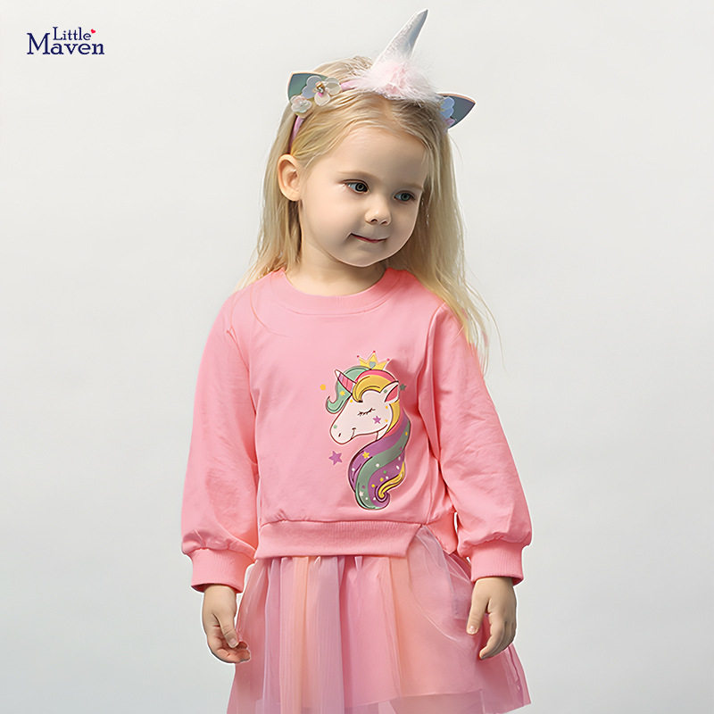 Girls' Dress Wholesale, Winter Fleece-Lined Princess Dress, Unicorn Mesh Thickened Dress