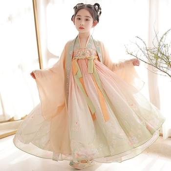 Girls Summer Thin Chinese Style Children's Dress Antique Super Fairy Tang Dress Retro New Style Baby Fashion Dress