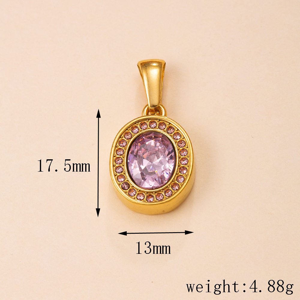 สั่งซื้อนำเข้า Cross-border สแตนเลสรูปไข่จี้ผู้หญิงสร้อยคอ 18 K Gold Plated ไม่ซีดจางเพทายฝัง DIY เครื่องประดับอุปกรณ์เสริมขายส่ง จากจีน 1688 taobao alibaba tmall