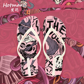 Hotmarzz Heima Women's New Anti-slip Flip-flops Slippers PVC Printed Flip-flops Women's Slippers Home
