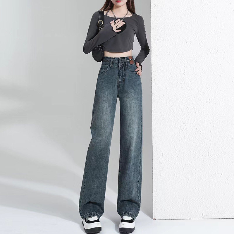 High Waisted Straight Leg Jeans for Women Loose Fit Versatile Casual Style Perfect for Spring and Autumn Wholesale