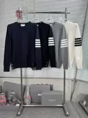 Factory Direct High-Quality Trendy Brand New Spring and Autumn Four-Stripe Thin Knit Crew Neck Long-Sleeve Sweater