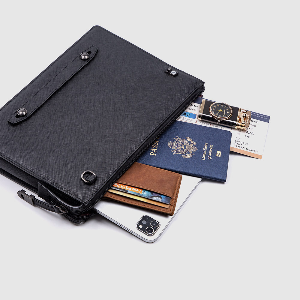 Túi clutch nam cầm tay da vân chữ thập cỡ trung đựng điện thoại và tài liệu