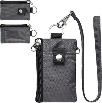 New Shielded Small Wallet with Id Window Waterproof Id Protective Cover Wallet with Rope Keychain Anti-Theft Card Holder