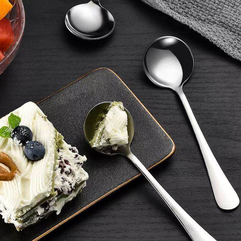 Stainless Steel Spoon for Home Use, Size Three, Round Head Spoon, Long Handle, Trendy Spoon, Watermelon Spoon, Round Spoon, Can Be Printed with Logo