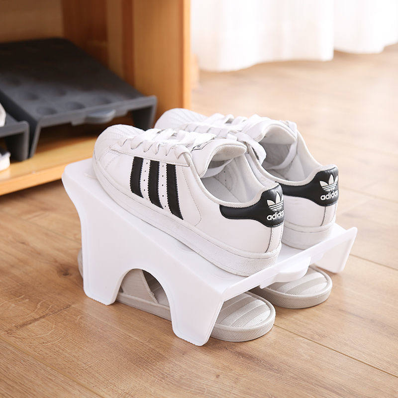 Storage shoe rack double-layer plastic double-layer shoe bracket cabinet integrated shoe holder organizing shoes and slippers storage rack