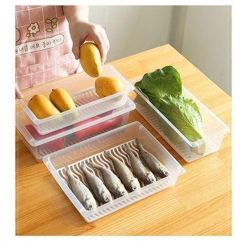 Portable Kitchen Storage Box, Refrigerator Draining Plastic Food and Fruit Freezing Storage Box, Sealed Box, Fish Box, Dumpling Box