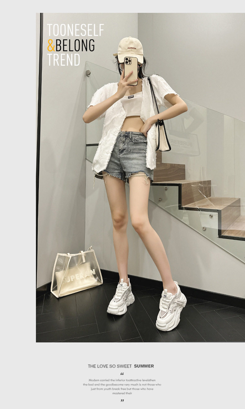 Giày sandal nữ gót thấp thanh lịch, mũi tròn, quai dây buộc, đế wedge PU, gót 6-8 cm — Xám bột, Trắng, Mơ chi tiết 9