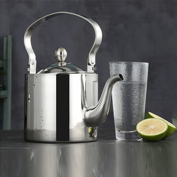 Thickened Stainless Steel Teapot, Large Capacity Portable Flat-Bottomed Kettle, Household Cold Water Kettle, Universal for Induction Cookers