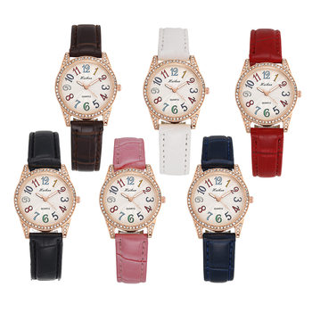 New Fashion Hot Selling Fashion Casual Ladies Watch Colorful Literal Diamond Set Dial Student Quartz Watch Gift Watch