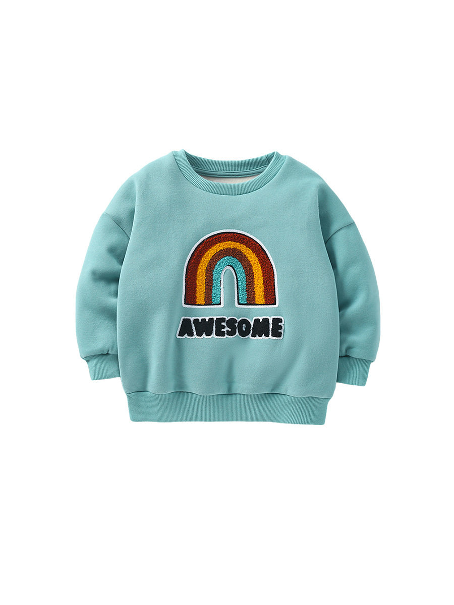 سويتشيرت أطفال طويل الأكمام بفليس، بولовер لطيف للخريف، قميص أطفال