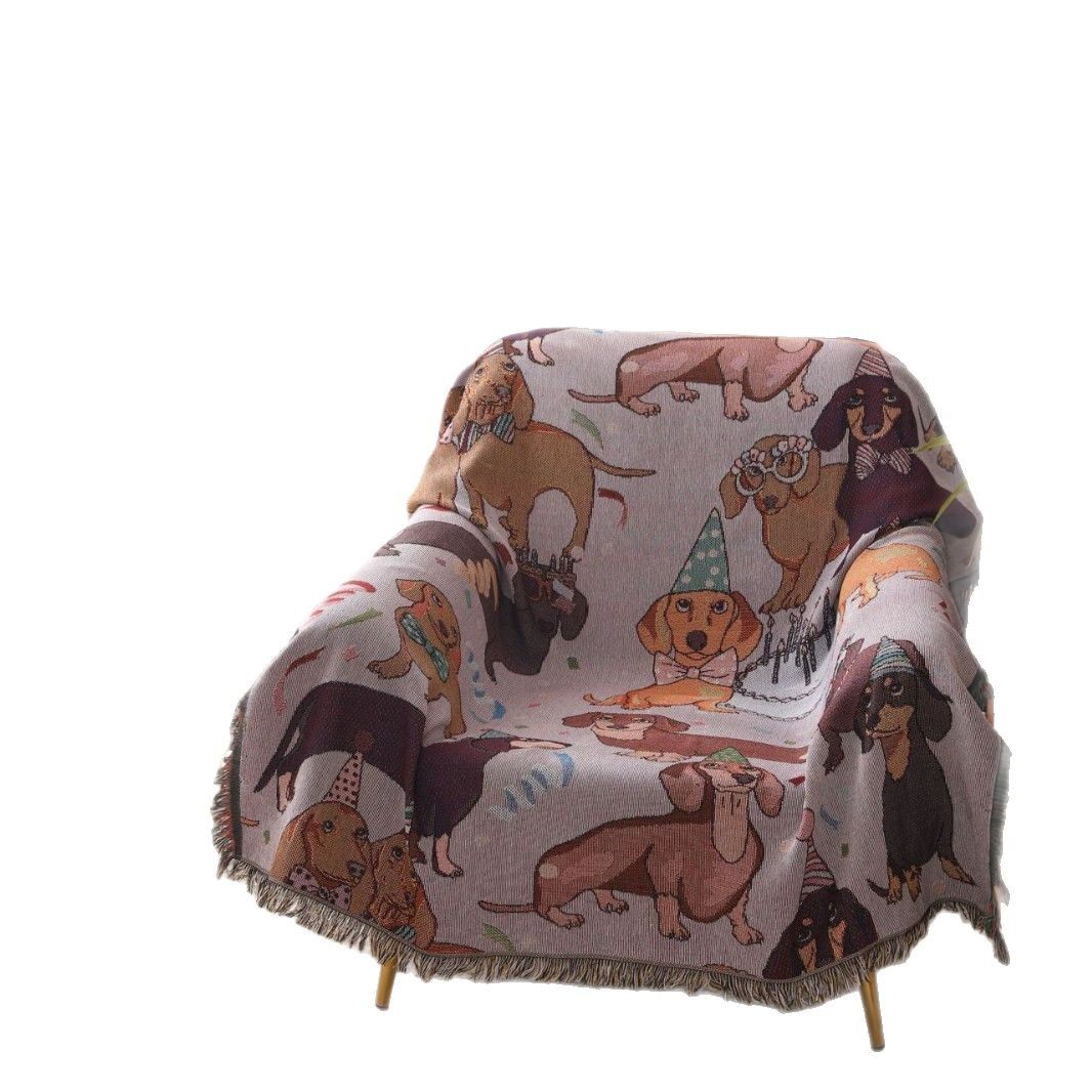 New jacquard thread blanket sofa towel cartoon thickened non-slip tassel thread blanket office nap blanket wholesale