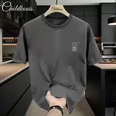 Heavy Cotton Short-sleeved T-shirt Men's Summer Instagram Popular Brand Loose All-match Simple Printed Comfortable Casual Half-sleeved T-shirt