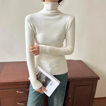 High-Neck Knitted Base Shirt 2025 Autumn and Winter New Solid Color Slim Fit Stacked Collar Sweater Inner Wear Pullover for Women Trendy