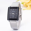 womage mesh strap couple watch fashionable simple style rectangular dial silver mesh bag men's and women's watch