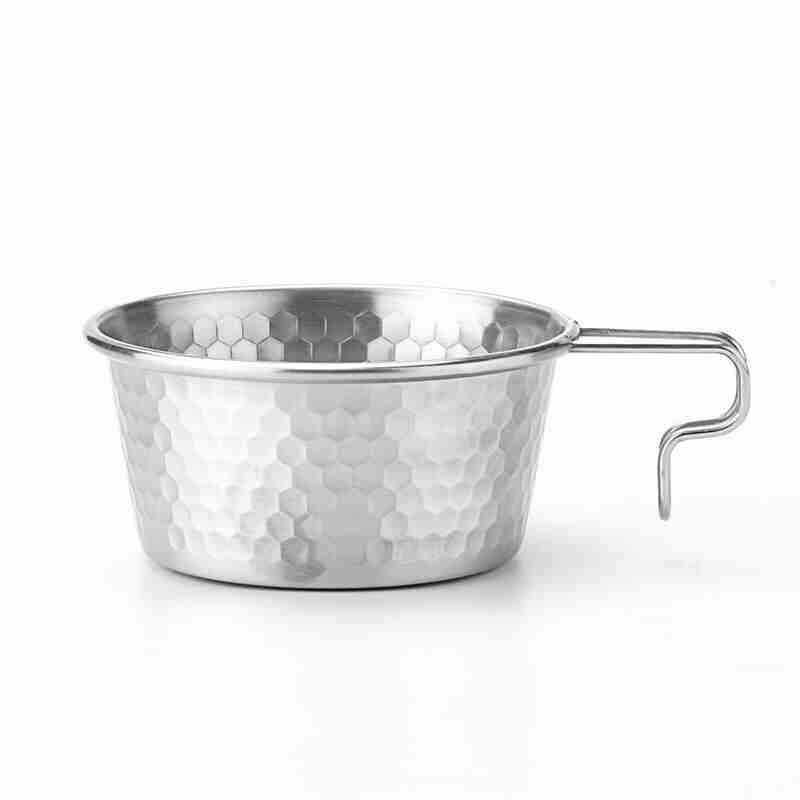 Outdoor 304 Stainless Steel Snow Pull Bowl Hammer Pattern Camping Style Hangable Tableware Titanium Picnic Bowl Amazon Cross-Border Wholesale