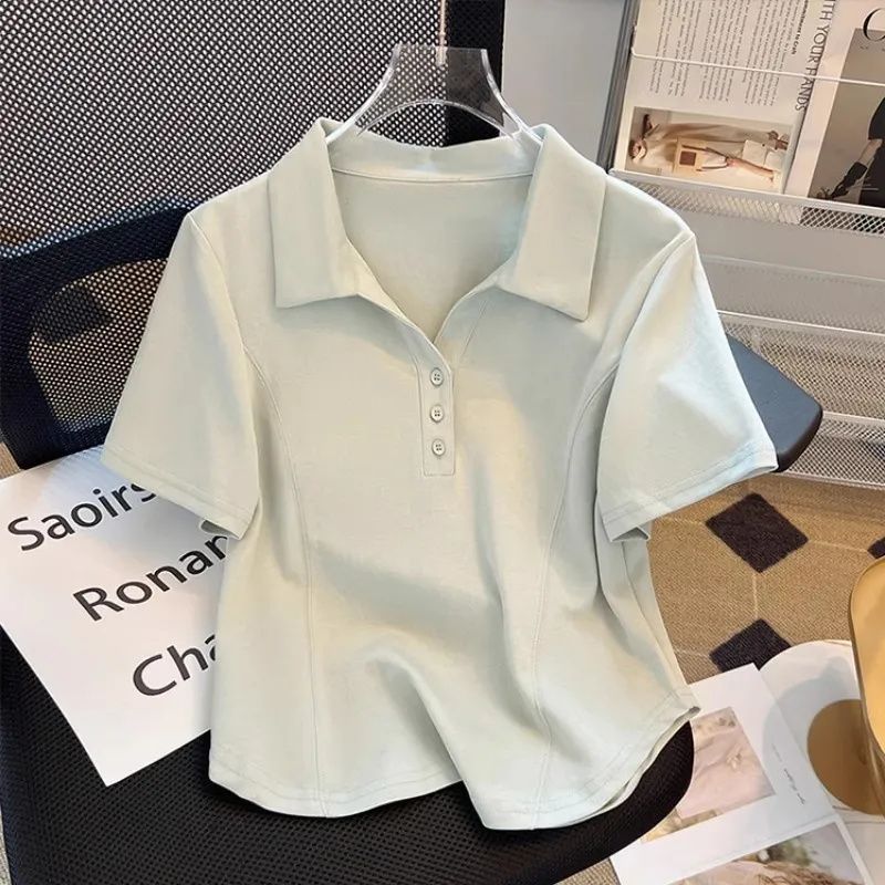 Womens Polo T Shirt Slim Fit Short Sleeve Casual Summer Style Available in White and Green Wholesale Supply