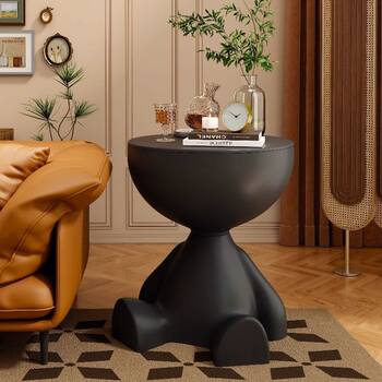 Cream-Colored Bedside Table, Mobile Small Flat Coffee Table, Creative Sofa Side Table for Living Room, Small Apartment Home Use, Bedroom Bedside