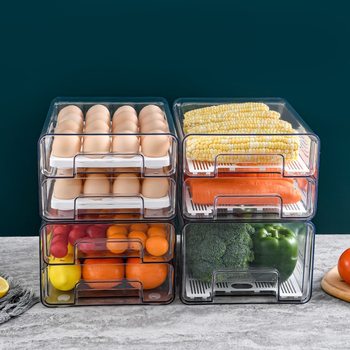 Refrigerator Fresh-keeping Egg Storage Box Freezer Drawer-type Kitchen Food Food Organizer Storage Artifact