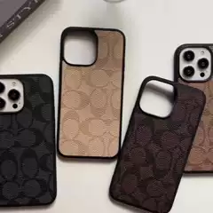 European and American Big-Name Brands Suitable for iPhone 17 Pro Max Phone Case, Leather Texture Cover, Trendy Brand Phone Case for Apple 14