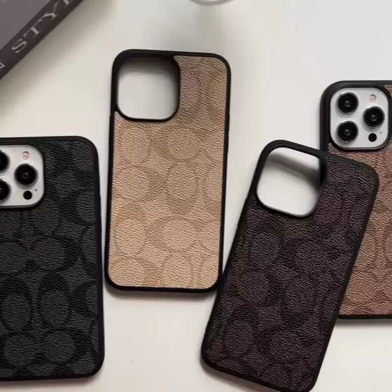 European and American Big-Name Brands Suitable for iPhone 17 Pro Max Phone Case, Leather Texture Cover, Trendy Brand Phone Case for Apple 14