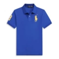 Polo shirt-blue big gold label