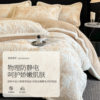 Winter Carved Milk Velvet Four-Piece Set, Thickeneded and Warm, Double-Sided Coral Velvet Duvet Cover, Fleece-Lined Bed Sheetss and Fitted Bed Sheetss, Three-Piece Set