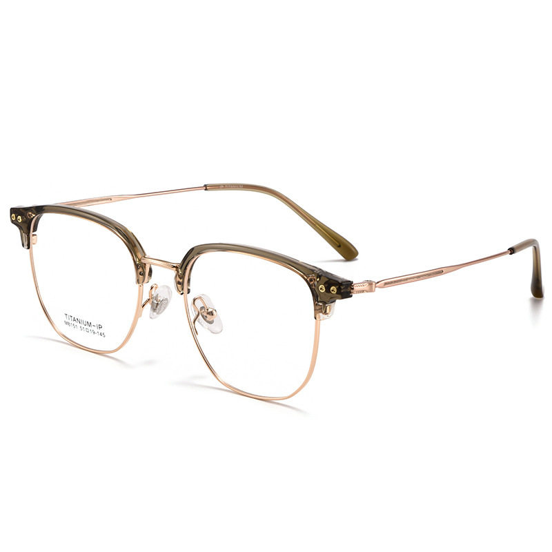 Bang Mu new titanium frame polygon glasses frame eyebrow frame fashion can be matched with the number of degrees Joker men's and women's 8151 wholesale