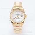Full gold with white mother-of-pearl and diamond engraving