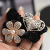 Clearance Sale! Elegant Black Rhinestone Bow Hair Tie, Heart-Shaped Full Rhinestone Hair Ring, Ponytail Bun Hair Tie