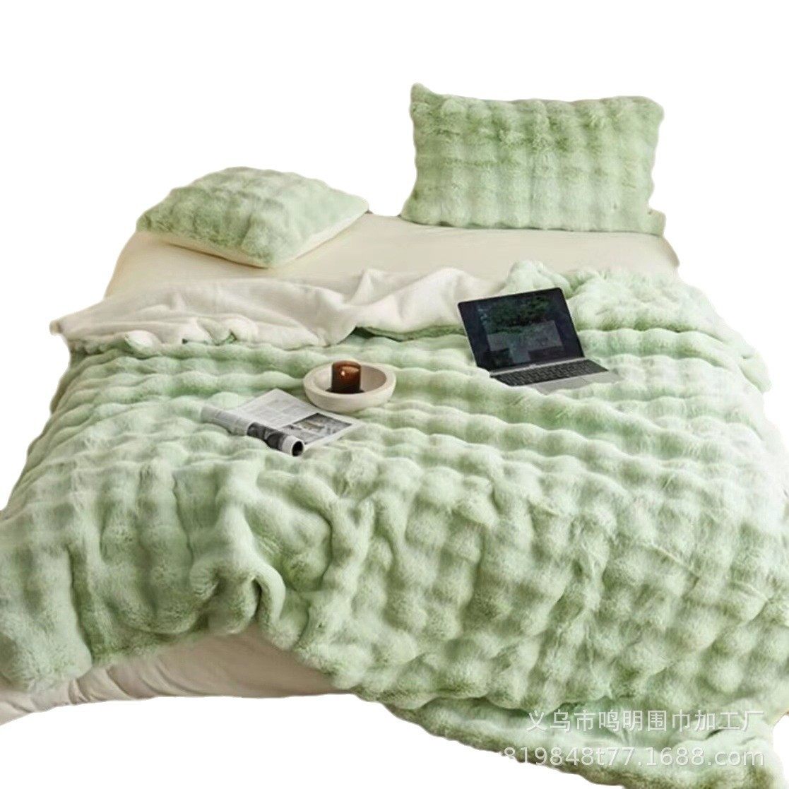 Tuscan Blanket Imitation Rabbit Bubble Fleece Double-Sided Thickened Office Nap Blanket Sofa Fluffy Nordic Style