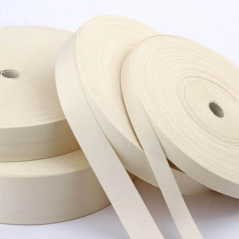 In-Stock Dyeable Plain Cotton Tape, Trademark Tape, Printable Edging Webbing, Piping Tape, Pure Cotton, Fine Yarn Tape