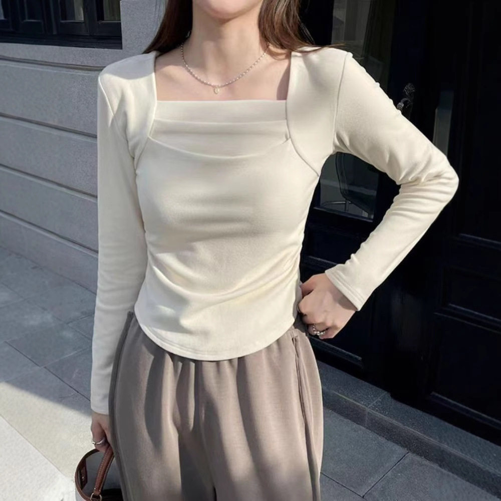 Womens Long Sleeve T Shirt Slim Fit Soft Fabric Autumn Winter Casual Wear