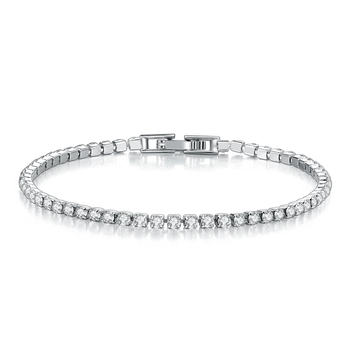 Cross-border hot 2.5mm single row full diamond crystal women's bracelet inlaid with 3A round zircon tennis stacked bracelet wholesale